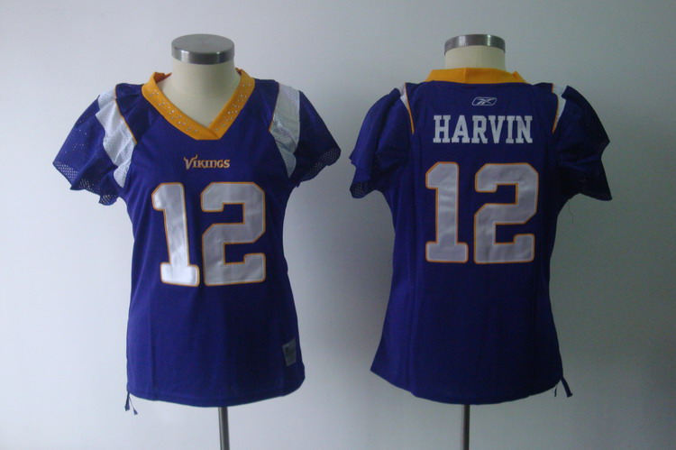 Vikings #12 Percy Harvin Purple Women's Field Flirt Stitched NFL Jersey - Click Image to Close